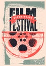 Film Festival documentary typographical vintage grunge style poster design. Retro vector illustration.